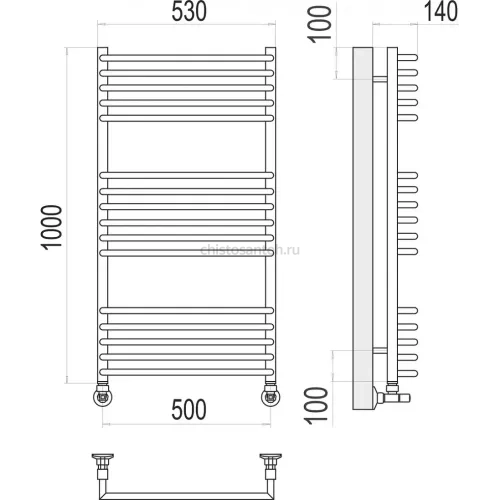 Арт П16 500х1000 Полотенцесушитель TERMINUS