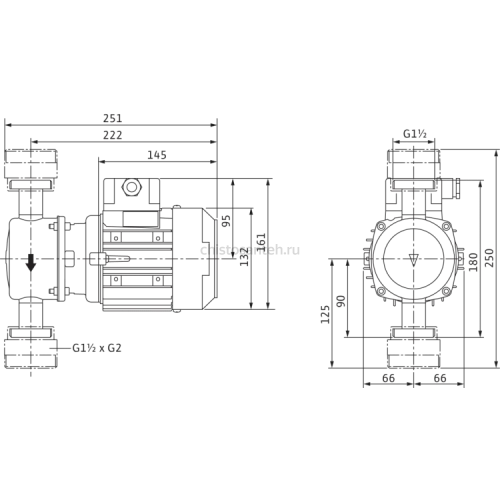 Циркуляционный насос с сухим ротором в исполнении Wilo Inline VeroLine IP-Z 25/2 DM 4090292