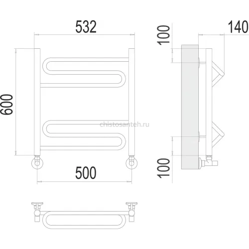 Юпитер П6 500х600 Полотенцесушитель TERMINUS