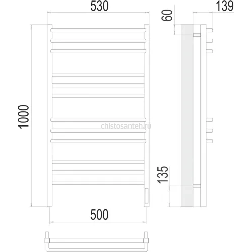 Соренто П12 500х1000 электро (sensor quick touch) Полотенцесушитель TERMINUS