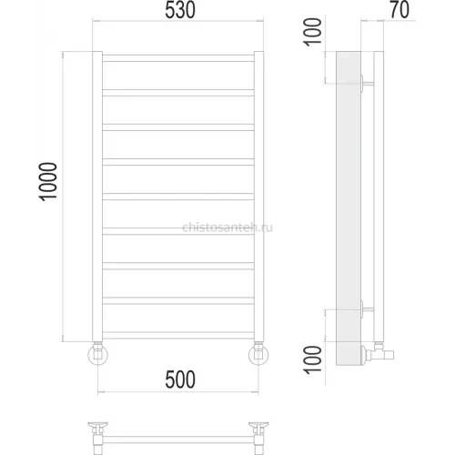 Контур П9 500х1000 Полотенцесушитель TERMINUS