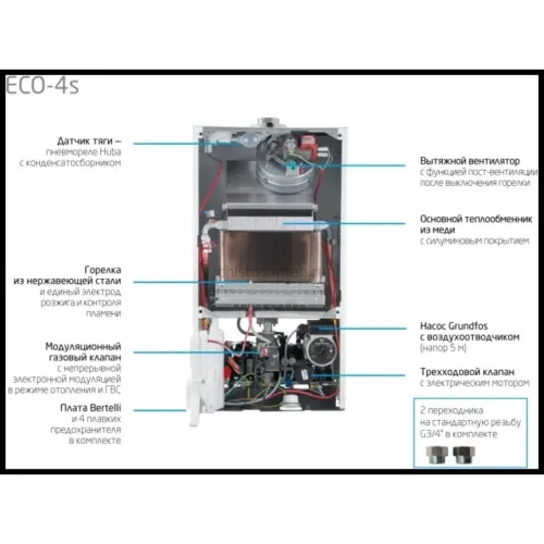 Котел газовый настенный Baxi ECO-4S 1.24F (7659666--)(Бакси)