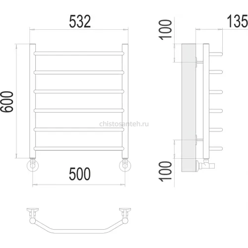 Виктория П6 500х600 Полотенцесушитель TERMINUS