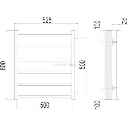 Вега П6 500х600 бп500 Полотенцесушитель TERMINUS