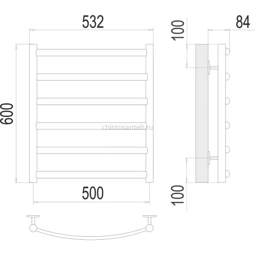 Атланта+ П6 500х600 Полотенцесушитель TERMINUS