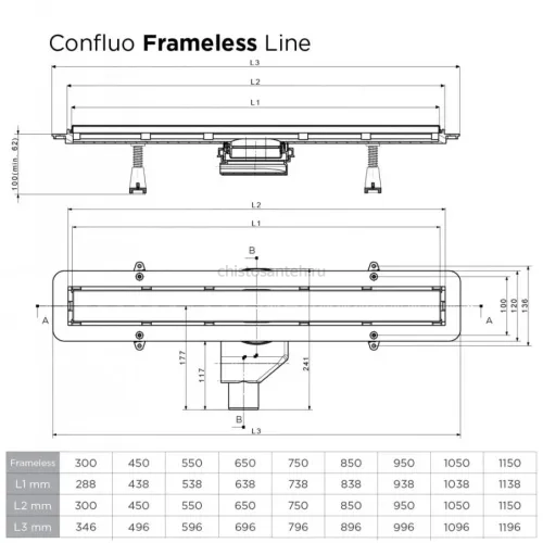 Душевой лоток Confluo Frameless Line 650 Black Glass-артикул-13701204