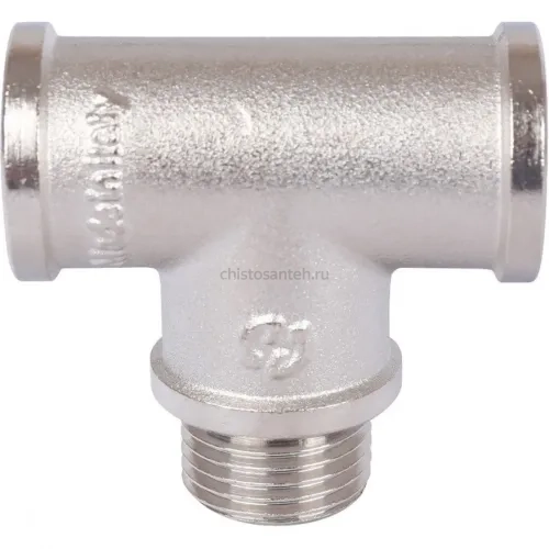 Тройник латунный ВНВ 1/2"x1/2"x1/2", никелированный Stout (Стоут)