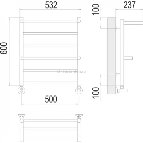 Анкона П6 500х600 Полотенцесушитель TERMINUS