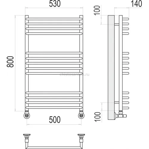 Ното П10 500х1000 Полотенцесушитель TERMINUS
