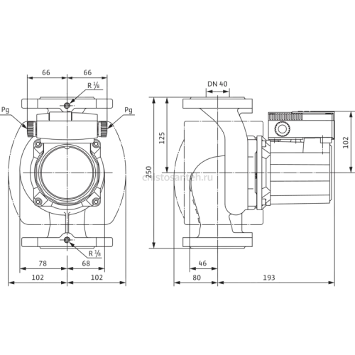 Циркуляционный насос Wilo TOP-Z 40/7 (1~230 V, PN 6/10, RG) 2046637