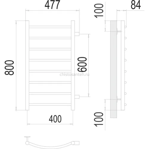 Классик П8 400х800 бп600 Полотенцесушитель TERMINUS