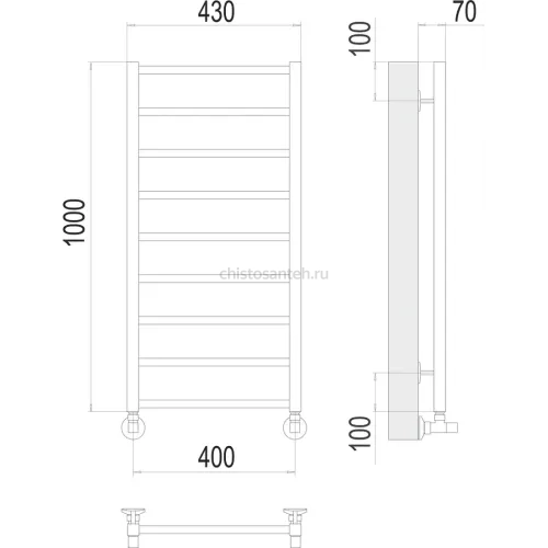 Контур П9 400х1000 Полотенцесушитель TERMINUS