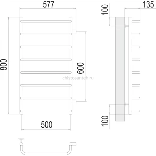 Стандарт П8 500х800 бп600 Полотенцесушитель TERMINUS