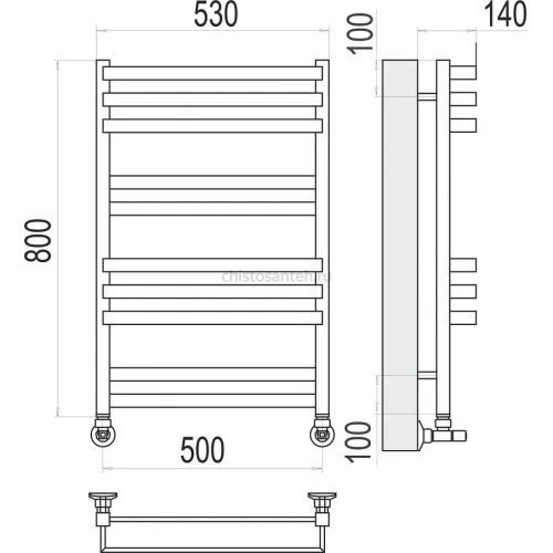 Линц П10 500х800 Полотенцесушитель TERMINUS