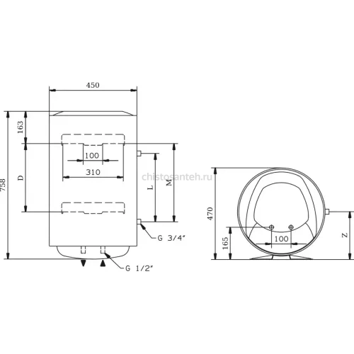 Водонагреватель Ariston PRO1 ECO INOX ABS PW 80 V, электрический накопительный (3700548 Аристон)