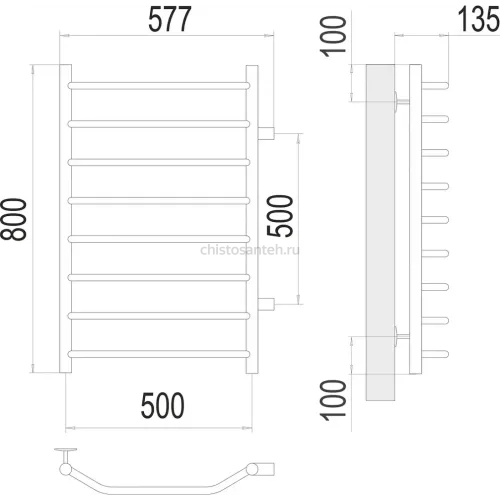 Виктория П8 500х800 бп500 Полотенцесушитель TERMINUS