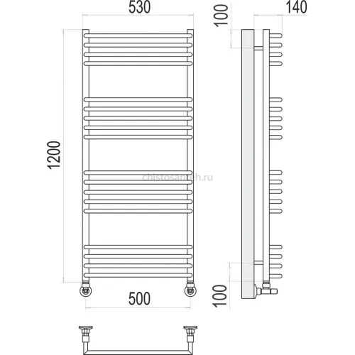 Арт П18 500х1200 Полотенцесушитель TERMINUS