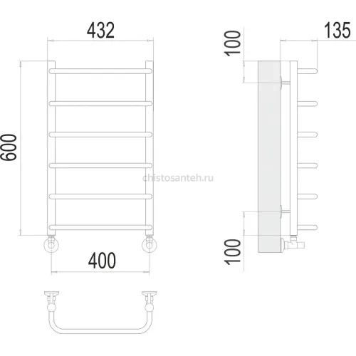 Стандарт П6 400х600  Полотенцесушитель TERMINUS