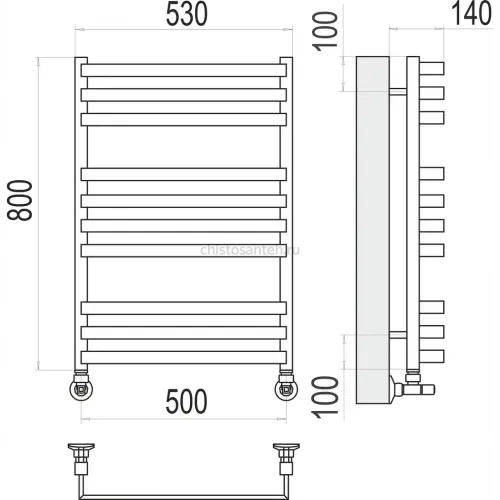Рид П10 500х800 Полотенцесушитель TERMINUS