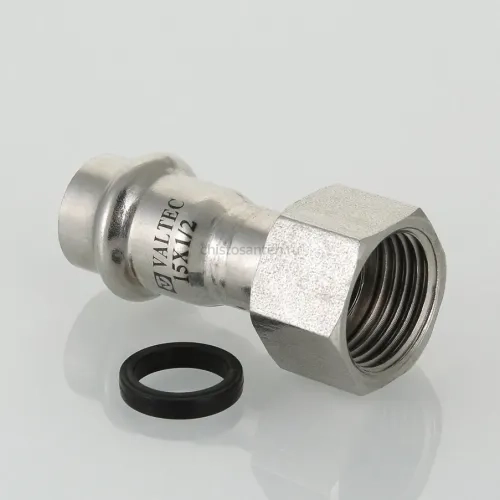 Пресс-муфта с накидной гайкой 18 мм х 3/4" из нержавеющей стали VTi.908.I.001805 VALTEC (ВАЛТЕК)