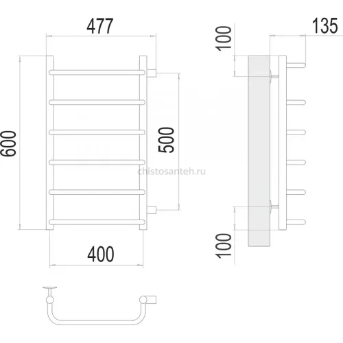 Стандарт П6 400х600 бп500 Полотенцесушитель TERMINUS