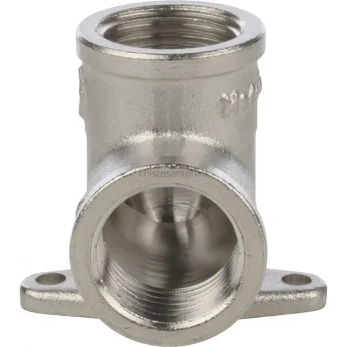 Угольник с креплением ВР 1/2" никелированный Stout