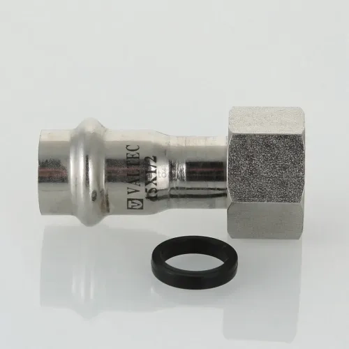 Пресс-муфта с накидной гайкой 12 мм х 1/2"  из нержавеющей стали VTi.908.I.001204 VALTEC (ВАЛТЕК)