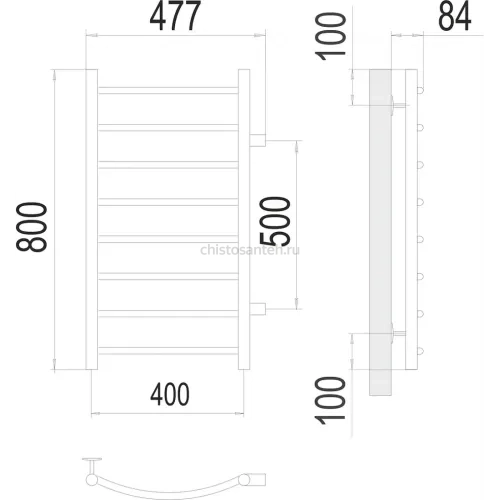 Классик П8 400х800 бп500 Полотенцесушитель TERMINUS
