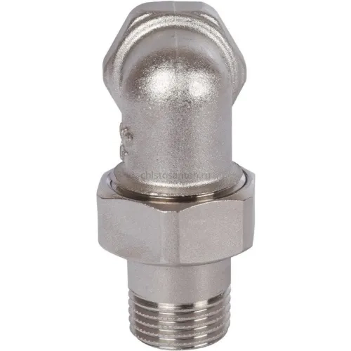 Разъемное угловое соединение, американка ВН 1/2" уплотнение под гайкой o-ring кольцо, никелированное Stout