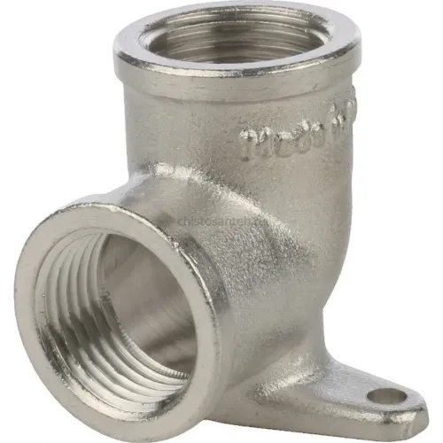 Угольник с креплением ВР 1/2" никелированный Stout