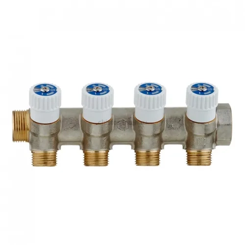 Коллектор Stout (SMB 6851 341204) 3/4 ВР(г) х 4 выхода 1/2 НР(ш) х 3/4 НР(ш) регулируeмый