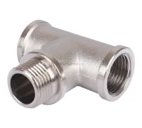 Тройник латунный ВНВ 1/2"x1/2"x1/2", никелированный Stout (Стоут)
