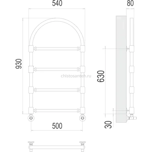 Версаль П4 500*930  Полотенцесушитель TERMINUS