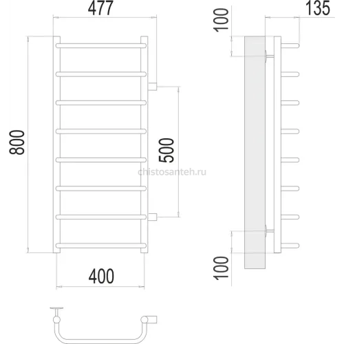 Стандарт П8 400х800 бп500 Полотенцесушитель TERMINUS