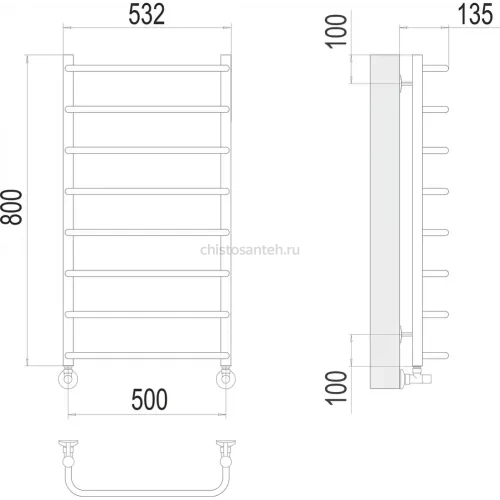 Стандарт П8 500х800  Полотенцесушитель TERMINUS