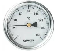 Термометр биметаллический 63 мм 1/2", 160°C с погружной гильзой 50 мм Watts F+R801 OR