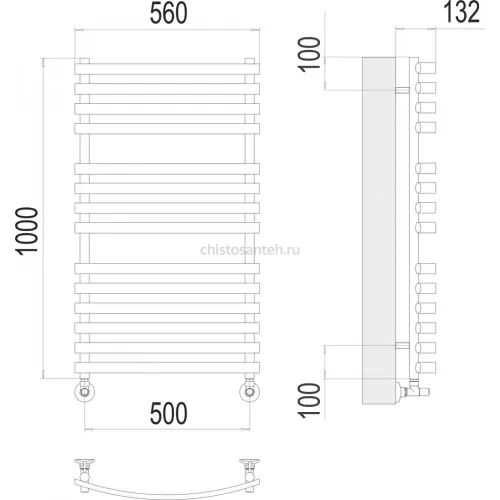 Капри П14 500х1000 Полотенцесушитель TERMINUS