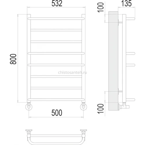 Евромикс П8 500х800 Полотенцесушитель TERMINUS
