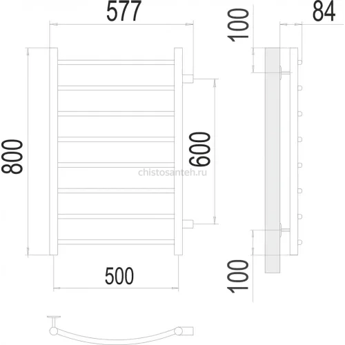 Классик П8 500х800 бп600 Полотенцесушитель TERMINUS