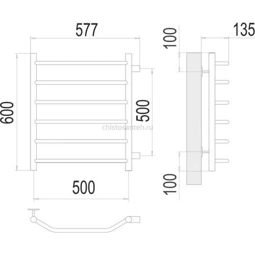 Виктория П6 500х600 бп500 Полотенцесушитель TERMINUS
