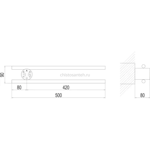 Полка Электро П2 КРУГ 500х90 NEW