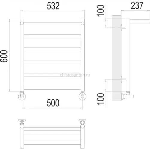 Хендрикс П6 500х600 Полотенцесушитель TERMINUS