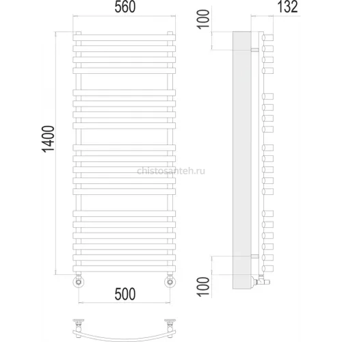 Капри П19 500х1400 Полотенцесушитель TERMINUS