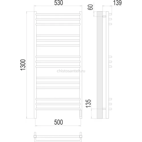 Соренто П15 500х1300 электро (sensor quick touch) Полотенцесушитель TERMINUS
