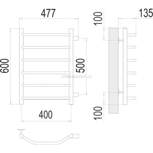 Виктория П6 400х600 бп500 Полотенцесушитель TERMINUS