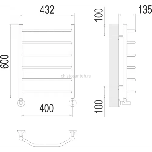 Виктория П6 400х600 Полотенцесушитель TERMINUS