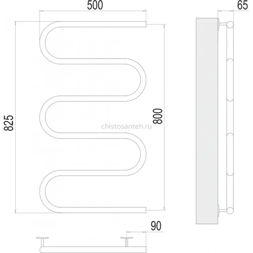 Электро 25 Ш-обр 500х800 Полотенцесушитель TERMINUS