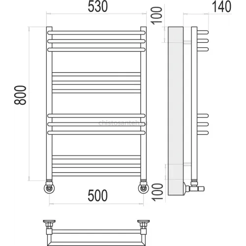 Кельн П12 500х800 Полотенцесушитель TERMINUS