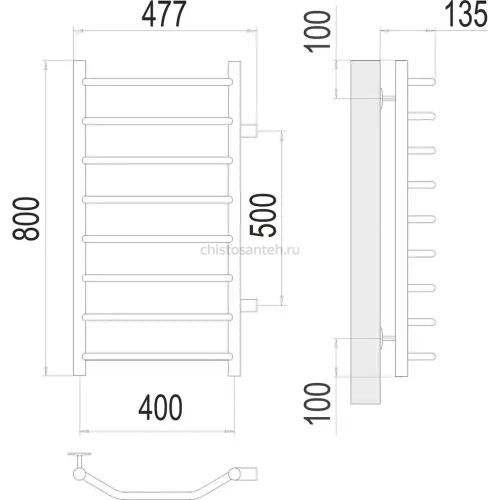 Виктория П8 400х800 бп500 Полотенцесушитель TERMINUS