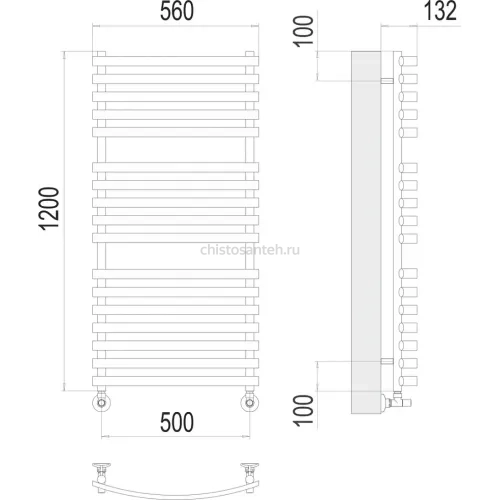 Капри П17 500х1200 Полотенцесушитель TERMINUS